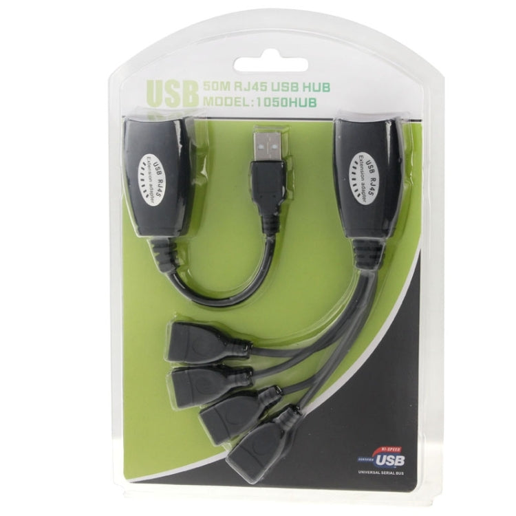 สายขยายอีเทอร์เน็ต USB 2.0 CAT5 / CAT5E / CAT6 RJ45 เป็น USB 4 พอร์ต สำหรับ LAN, อะแดปเตอร์รีพีตเตอร์