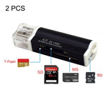 เครื่องอ่านการ์ดหน่วยความจำ 2 ชิ้น แบบมัลติออลอินวัน USB 2.0 รองรับ Micro SD SDHC TF M2 MMC MS PRO DUO