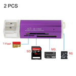 เครื่องอ่านการ์ดหน่วยความจำ 2 ชิ้น แบบมัลติออลอินวัน USB 2.0 รองรับ Micro SD SDHC TF M2 MMC MS PRO DUO