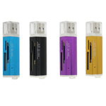 เครื่องอ่านการ์ดหน่วยความจำ 2 ชิ้น แบบมัลติออลอินวัน USB 2.0 รองรับ Micro SD SDHC TF M2 MMC MS PRO DUO