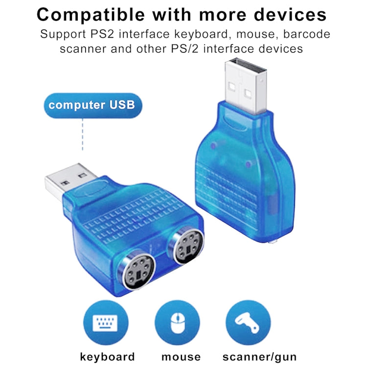 อะแดปเตอร์ USB ตัวผู้เป็น PS/2 ตัวเมีย สำหรับเมาส์ / คีย์บอร์ด USB ตัวผู้เป็น 2 PS/2 ตัวเมีย