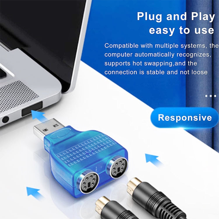 อะแดปเตอร์ USB ตัวผู้เป็น PS/2 ตัวเมีย สำหรับเมาส์ / คีย์บอร์ด USB ตัวผู้เป็น 2 PS/2 ตัวเมีย
