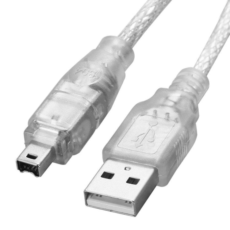 สาย USB 2.0 ตัวผู้ ถึง Firewire IEEE 1394 4 พิน ตัวผู้ iLink, ความยาว: 1.2m, USB AM ถึง 4 พิน (1.5m)