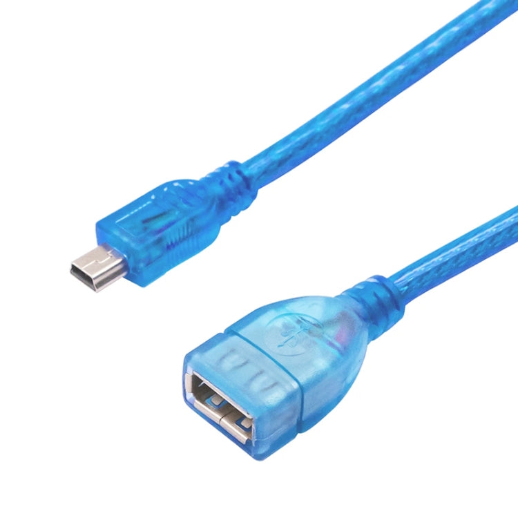 สายอะแดปเตอร์ Mini USB 5 พิน ถึง USB 2.0 AF OTG, ความยาว: 22 ซม. (สีน้ำเงิน), 22 ซม.