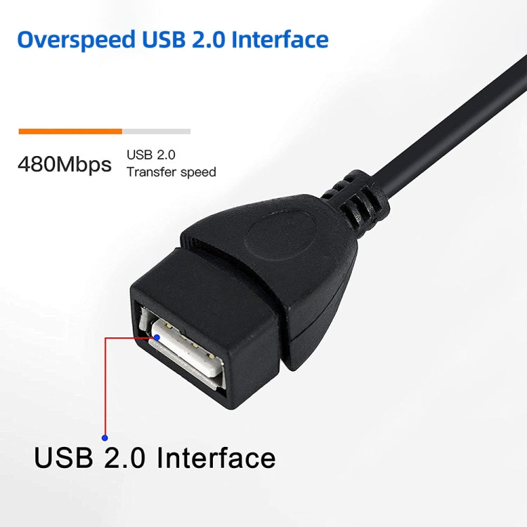 สายอะแดปเตอร์ Mini USB 5 พิน ถึง USB 2.0 AF OTG, Mini USB, 12 ซม. (สีดำ)