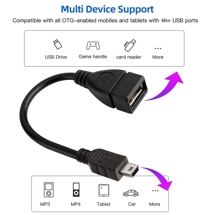 สายอะแดปเตอร์ Mini USB 5 พิน ถึง USB 2.0 AF OTG, Mini USB, 12 ซม. (สีดำ)
