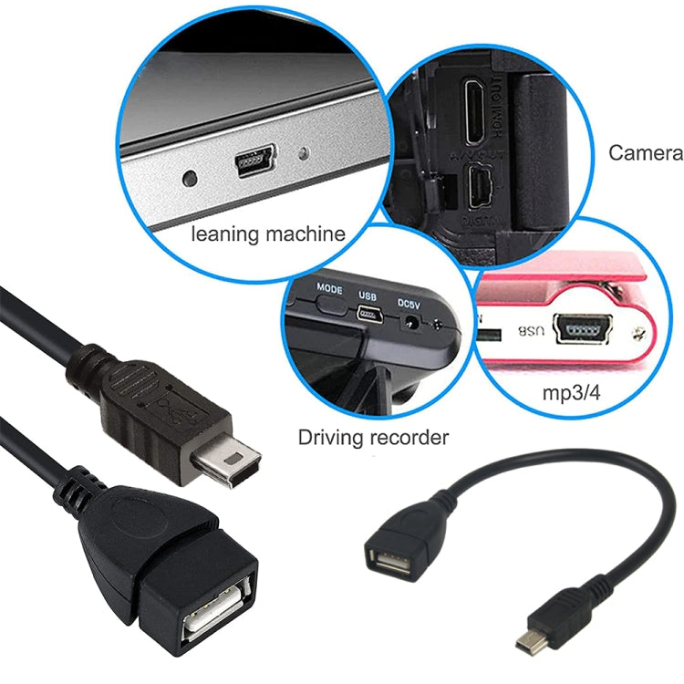 สายอะแดปเตอร์ Mini USB 5 พิน ถึง USB 2.0 AF OTG, Mini USB, 12 ซม. (สีดำ)