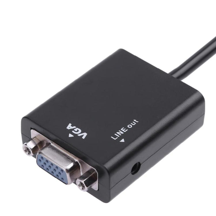 สายแปลงวิดีโอ HDMI เป็น VGA พร้อมช่องเสียง 3.5 มม. ความยาว 26 ซม., รองรับ Full HD 1080P