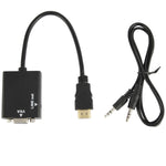 สายแปลงวิดีโอ HDMI เป็น VGA พร้อมช่องเสียง 3.5 มม. ความยาว 26 ซม., รองรับ Full HD 1080P