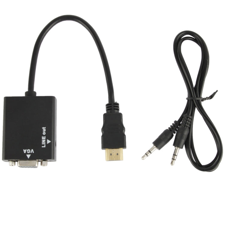 สายแปลงวิดีโอ HDMI เป็น VGA พร้อมช่องเสียง 3.5 มม. ความยาว 26 ซม., รองรับ Full HD 1080P