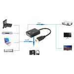 สายแปลงวิดีโอ HDMI เป็น VGA พร้อมช่องเสียง 3.5 มม. ความยาว 26 ซม., รองรับ Full HD 1080P