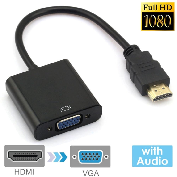 สาย HDMI เป็น VGA พร้อมช่องเสียง Full HD 1080P ความยาว 24 ซม. สำหรับคอมพิวเตอร์ / DVD / กล่องเซ็ตท็อปดิจิทัล / แล็ปท็อป / โทรศัพท์มือถือ / เครื่องเล่นมีเดีย, ความยาว: 24 ซม. (สีขาว)