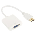 สาย HDMI เป็น VGA พร้อมช่องเสียง Full HD 1080P ความยาว 24 ซม. สำหรับคอมพิวเตอร์ / DVD / กล่องเซ็ตท็อปดิจิทัล / แล็ปท็อป / โทรศัพท์มือถือ / เครื่องเล่นมีเดีย, ความยาว: 24 ซม. (สีขาว)