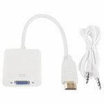 สาย HDMI เป็น VGA พร้อมช่องเสียง Full HD 1080P ความยาว 24 ซม. สำหรับคอมพิวเตอร์ / DVD / กล่องเซ็ตท็อปดิจิทัล / แล็ปท็อป / โทรศัพท์มือถือ / เครื่องเล่นมีเดีย, ความยาว: 24 ซม. (สีขาว)