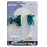 สาย USB ถึง RS232 9 พิน ตัวผู้ และอะแดปเตอร์ RS232 9 พิน ตัวเมีย ถึง RS232 25 พิน ตัวผู้ พร้อมชิปเดี่ยว, USB ถึง RS232 พร้อมชิปเดี่ยว