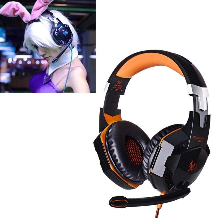 EACH หูฟังเกมมิ่งสเตอริโอครอบหู G2000 พร้อมไมโครโฟนและไฟ LED สำหรับคอมพิวเตอร์, ความยาวสาย: 2.2m