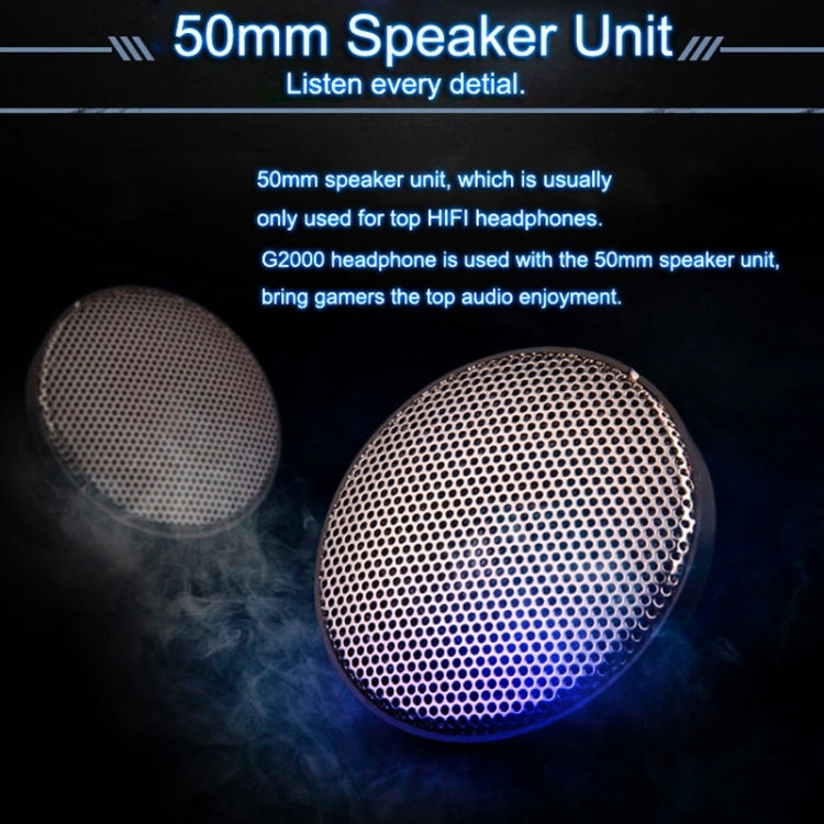 EACH หูฟังเกมมิ่งสเตอริโอครอบหู G2000 พร้อมไมโครโฟนและไฟ LED สำหรับคอมพิวเตอร์, ความยาวสาย: 2.2m
