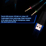 EACH หูฟังเกมมิ่งสเตอริโอครอบหู G2000 พร้อมไมโครโฟนและไฟ LED สำหรับคอมพิวเตอร์, ความยาวสาย: 2.2m