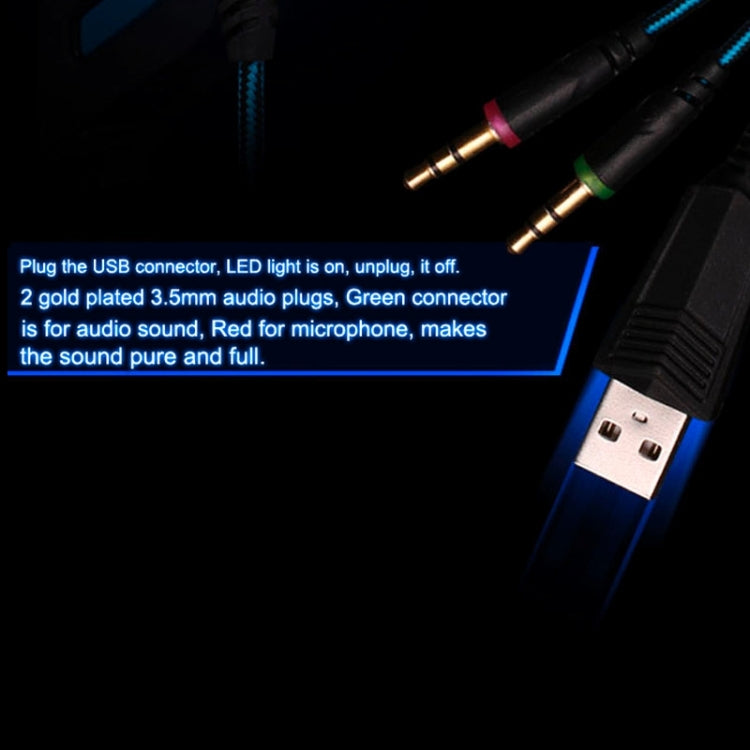 EACH หูฟังเกมมิ่งสเตอริโอครอบหู G2000 พร้อมไมโครโฟนและไฟ LED สำหรับคอมพิวเตอร์, ความยาวสาย: 2.2m