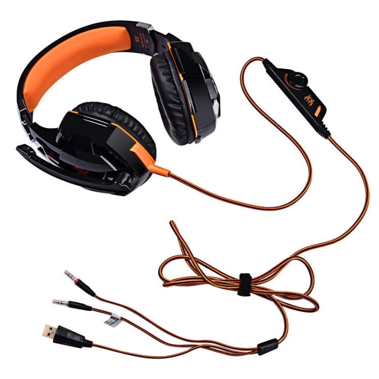 EACH หูฟังเกมมิ่งสเตอริโอครอบหู G2000 พร้อมไมโครโฟนและไฟ LED สำหรับคอมพิวเตอร์, ความยาวสาย: 2.2m