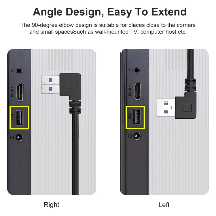 สายแปลง USB-C / Type-C 3.1 ชายเป็น USB 3.0 แบบหมุน 90 องศาทางซ้าย ยาว 1 เมตร