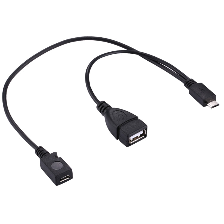 สาย OTG Y Splitter USB 2.0 Micro-B ตัวผู้เป็น USB 2.0 Micro-B ตัวเมียและ USB 2.0 ตัวเมีย, ความยาว: 19 / 30 ซม.