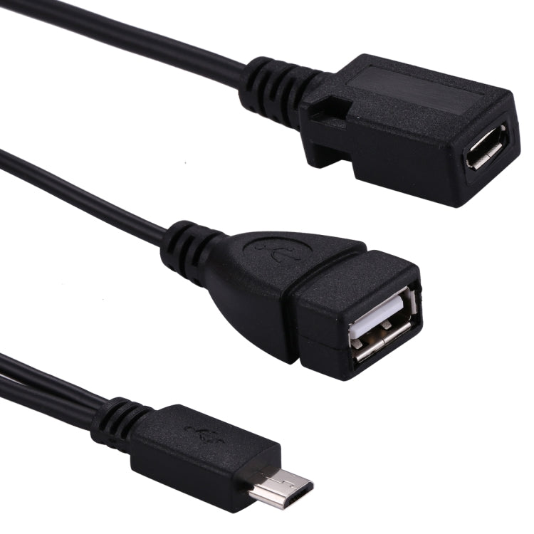 สาย OTG Y Splitter USB 2.0 Micro-B ตัวผู้เป็น USB 2.0 Micro-B ตัวเมียและ USB 2.0 ตัวเมีย, ความยาว: 19 / 30 ซม.