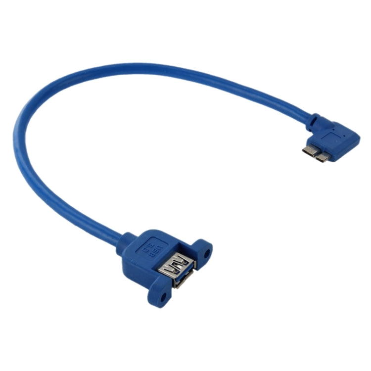 สาย USB 3.0 Micro-B ตัวผู้แบบหมุน 90 องศาเป็น USB 3.0 ตัวเมีย OTG สำหรับแท็บเล็ต/ฮาร์ดไดรฟ์พกพา ความยาว: 30cm, Micro BM เป็น AF, ความยาว: 30cm