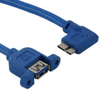 สาย USB 3.0 Micro-B ตัวผู้แบบหมุน 90 องศาเป็น USB 3.0 ตัวเมีย OTG สำหรับแท็บเล็ต/ฮาร์ดไดรฟ์พกพา ความยาว: 30cm, Micro BM เป็น AF, ความยาว: 30cm