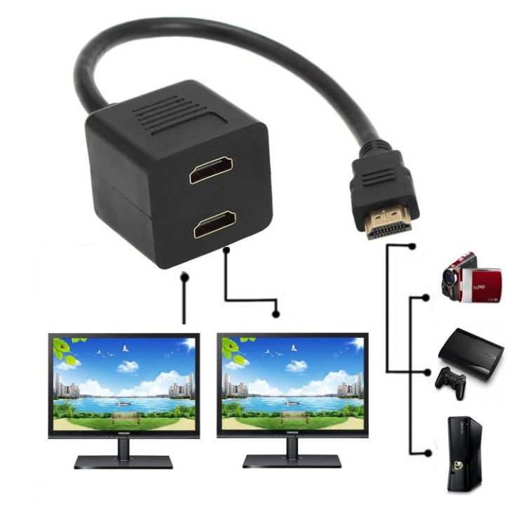 อะแดปเตอร์ HDMI แบบแยก 1 เป็น 2 ความยาว 30 ซม. ชุบทอง