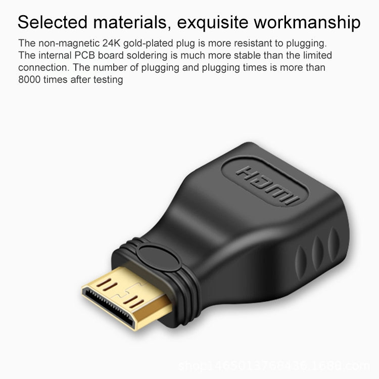 อะแดปเตอร์ Mini HDMI ตัวผู้ชุบทองเป็น HDMI 19 พิน ตัวเมีย