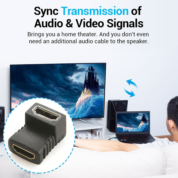 อะแดปเตอร์ HDMI มุม (ตัวเมียเป็นตัวเมีย) 90 องศา ชุบทอง