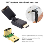 อะแดปเตอร์ HDMI 19 พิน ตัวผู้เป็นตัวเมีย หมุนได้ 360 องศา (ชุบทอง)