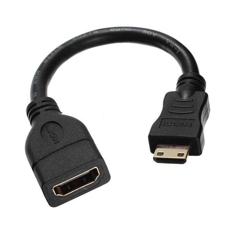 สาย Mini HDMI ตัวผู้ชุบทอง 16 ซม. เป็น HDMI 19 พิน ตัวเมีย, Mini HDMI ตัวผู้, ความยาว: 16 ซม.