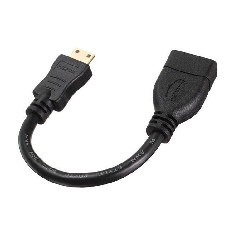 สาย Mini HDMI ตัวผู้ชุบทอง 16 ซม. เป็น HDMI 19 พิน ตัวเมีย, Mini HDMI ตัวผู้, ความยาว: 16 ซม.