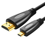 สาย Micro HDMI ตัวผู้ชุบทอง 3D 1080P ยาว 1.5 ม. สำหรับโทรศัพท์มือถือ กล้อง GoPro, Micro HDMI ชุบทอง, ความยาว: 1.5 ม.