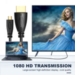สาย Micro HDMI ตัวผู้ชุบทอง 3D 1080P ยาว 1 ม. สำหรับโทรศัพท์มือถือ กล้อง GoPro, Micro HDMI ชุบทอง, ความยาว: 1 ม.