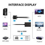 กล่องแปลงสัญญาณ VGA + เสียง เป็น HDMI วิดีโอ Full HD 1080P สำหรับ HDTV, HDMI ตัวเมียเป็น VGA ตัวผู้ + เสียง สีดำ