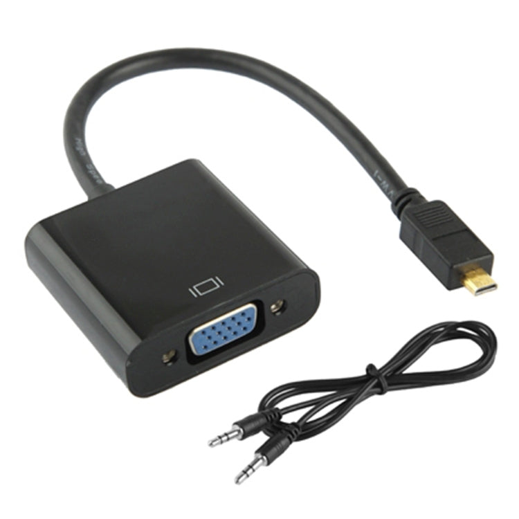 สายอะแดปเตอร์วิดีโอ Micro HDMI ตัวผู้เป็น VGA ตัวเมีย พร้อมสายเสียง ความยาว 22 ซม. Full HD 1080P, Micro HDMI