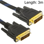 สายวิดีโอไนลอนตาข่าย DVI-I Dual Link 24+5 พิน ตัวผู้ต่อชาย M / M, ความยาว: 3m, DVI 24+5 3m
