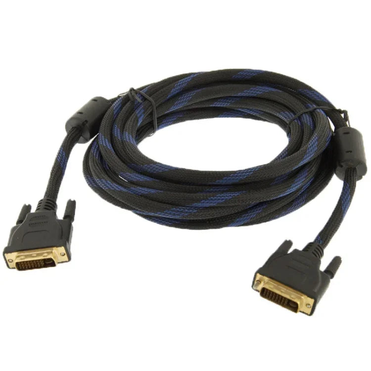 สายวิดีโอไนลอนตาข่าย DVI-I Dual Link 24+5 พิน ตัวผู้ต่อชาย M / M, ความยาว: 3m, DVI 24+5 3m
