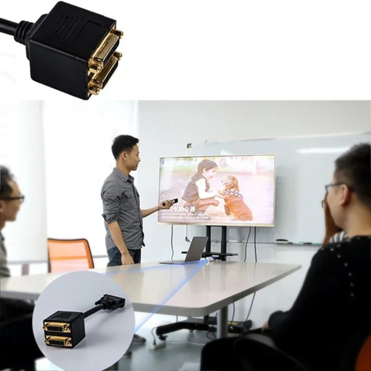 สายอะแดปเตอร์ DVI 24+1 ตัวผู้เป็น 2 ตัวเมีย ความยาว: 30cm, 2 ตัวเมีย DVI 24+1 พิน
