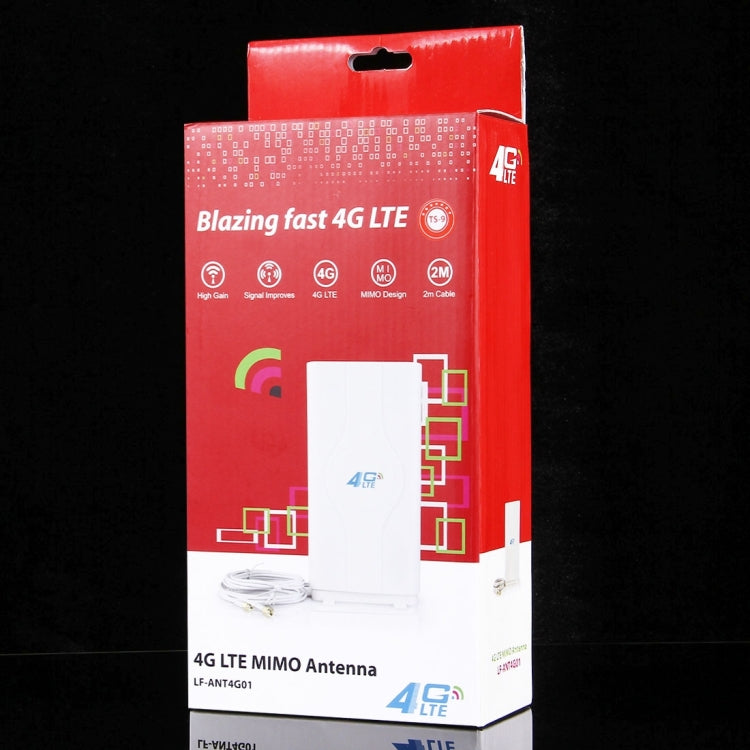 เสาอากาศ 4G LTE MIMO ในร่ม LF-ANT4G01 88dBi พร้อมสายเชื่อมต่อ 2 ชิ้น ยาว 2 เมตร, พอร์ต TS-9, พอร์ต TS-9