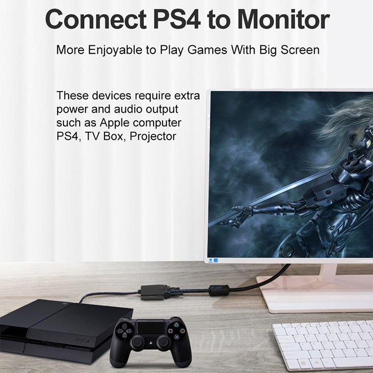 สายอะแดปเตอร์วิดีโอ Mini HDMI ตัวผู้ Full HD 1080P ขนาด 22 ซม. เป็น VGA ตัวเมีย พร้อมสายเสียง, Mini HDMI