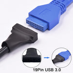 สายอะแดปเตอร์ USB 2.0 9 พิน ตัวเมียสำหรับเมนบอร์ด เป็น USB 3.0 19 พิน ตัวผู้ ความยาว 15 ซม., 9 พิน ตัวเมียเป็น 19 พิน ตัวผู้
