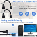 สายอะแดปเตอร์ USB 2.0 9 พิน ตัวเมียสำหรับเมนบอร์ด เป็น USB 3.0 19 พิน ตัวผู้ ความยาว 15 ซม., 9 พิน ตัวเมียเป็น 19 พิน ตัวผู้