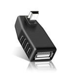 อะแดปเตอร์ Mini USB ตัวผู้เป็น USB 2.0 AF มุม 90 องศา, มุมขึ้น 90 องศา, มุมลง 90 องศา