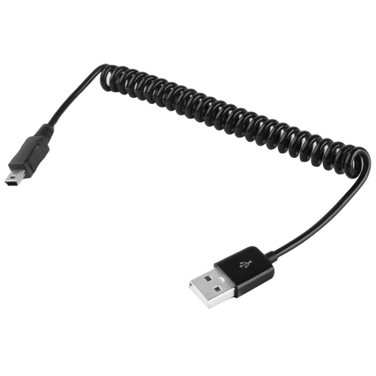สายเคเบิล USB 5 พิน แบบมินิเป็น USB 2.0 AM แบบขด / สายสปริง, ความยาว: 25 ซม. (ขยายได้ถึง 80 ซม.), มินิ USB เป็น USB AM, ความยาว: 80 ซม.