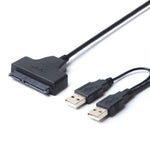 Double USB 2.0 to SATA Hard Drive Adapter Cable for 2.5 inch SATA HDD / SSD, Double USB 2.0 to SATA