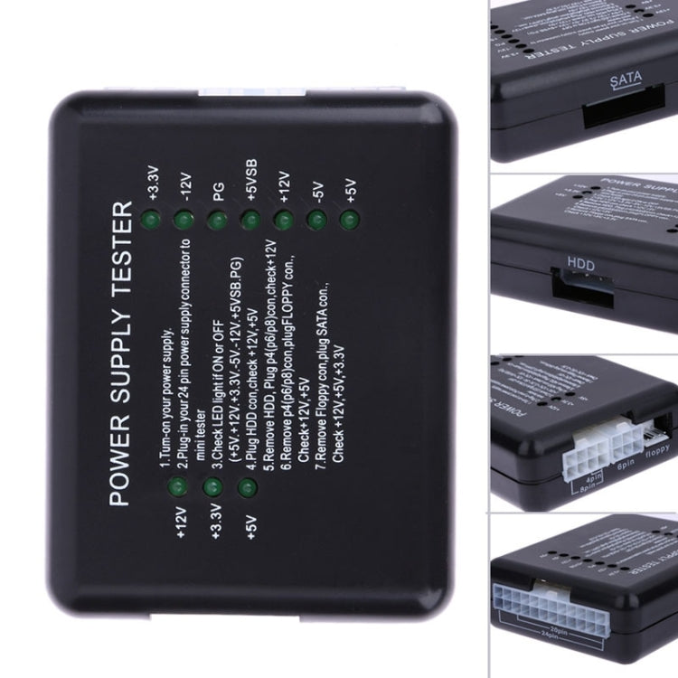 เครื่องทดสอบแหล่งจ่ายไฟ PC 20 / 24 พิน PSU ATX SATA HD พร้อมขั้วต่อ ATX